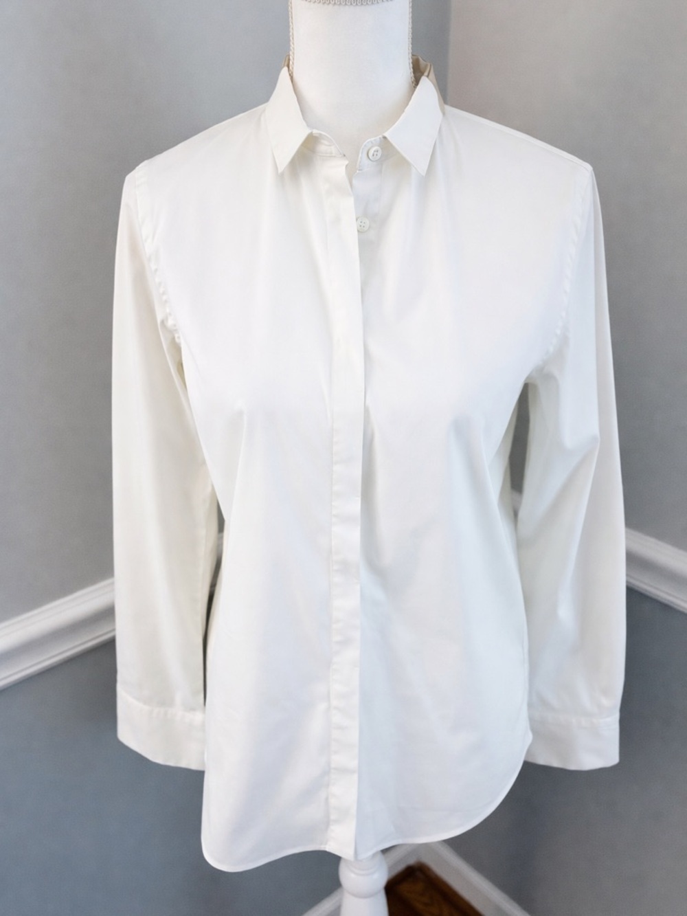 Brunello Cucinelli White Monili Trim Stretch Cotton Button Front Shirt M Italy